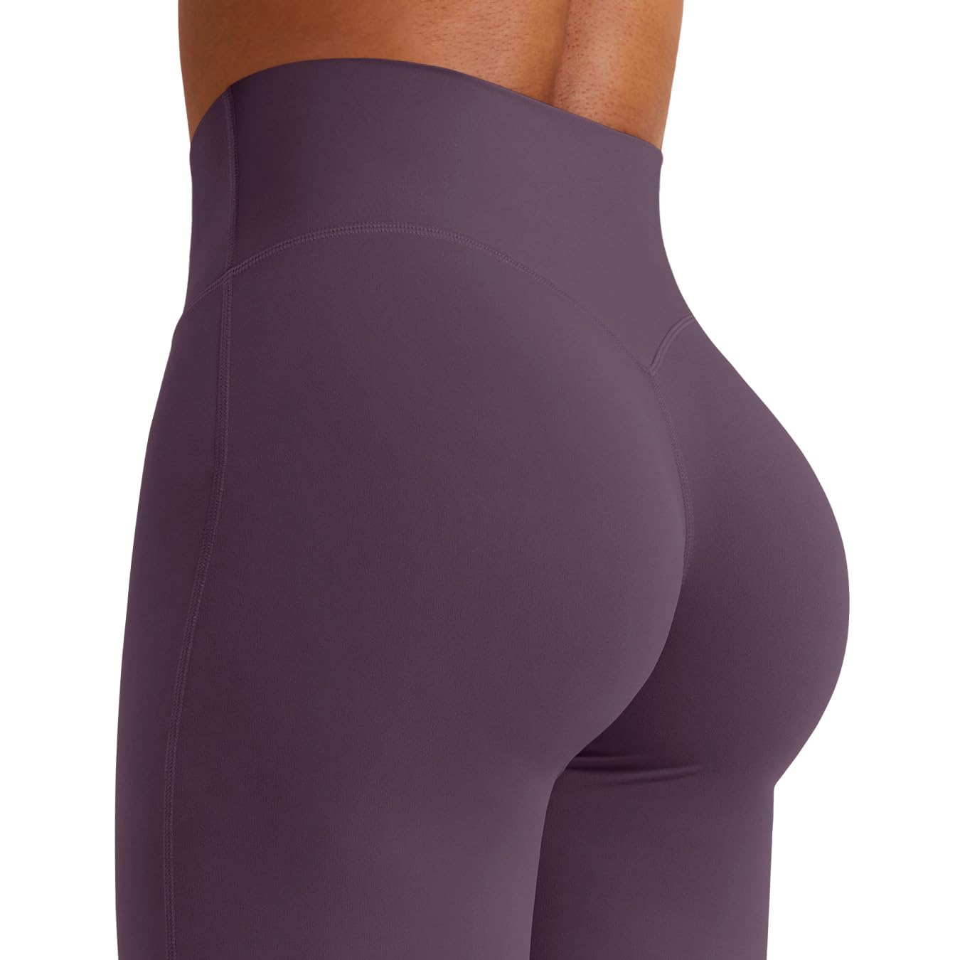 YEOREO Workout Straight Leggings 31.5" Thin Fleece Black Berry Purple L