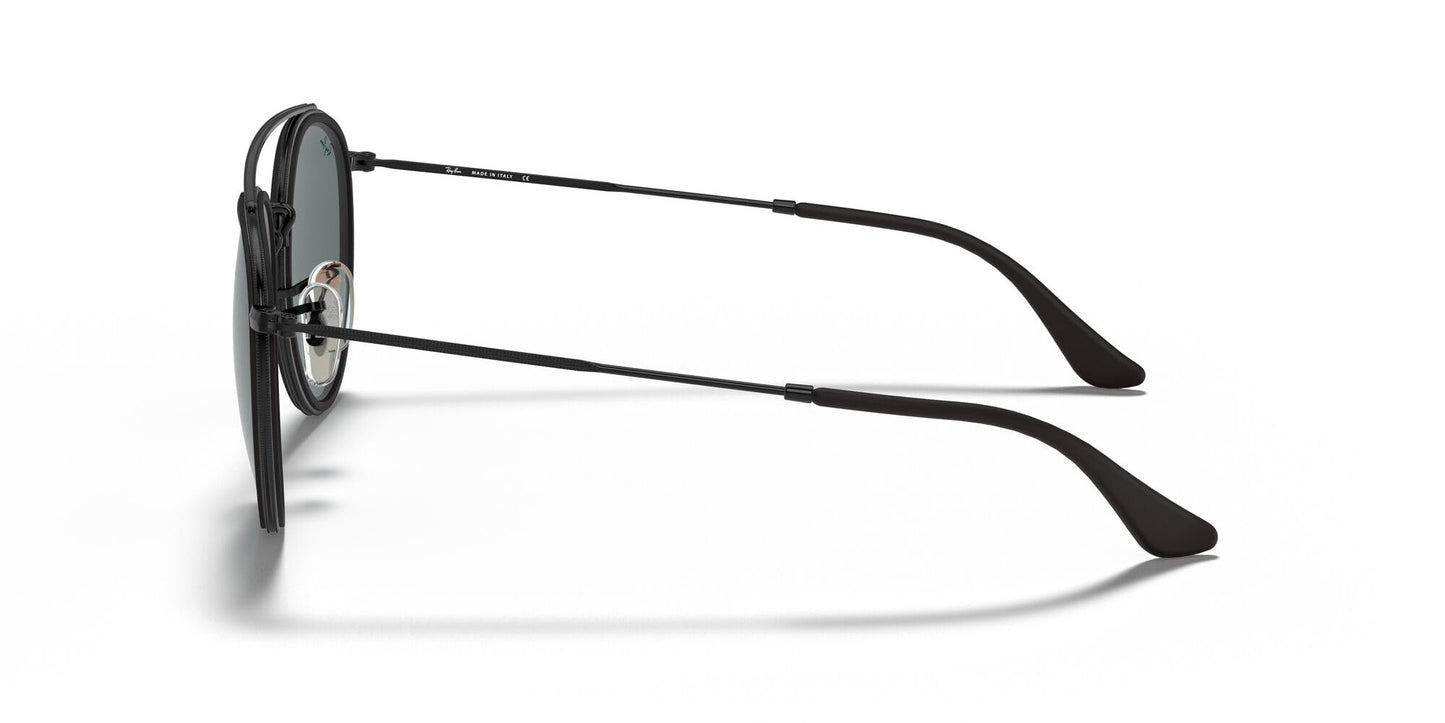 Ray-Ban Unisex RB3647N Double Bridge Round Sunglasses, Black/Blue, 51 mm