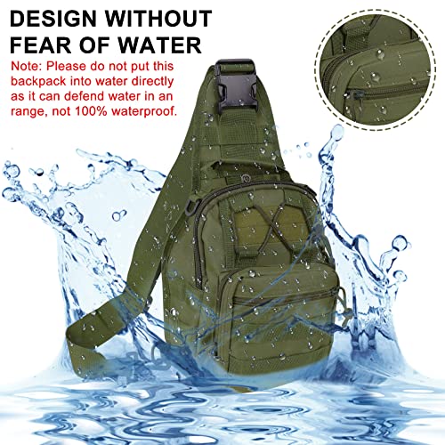 Qcute Tactical Backpack, Waterproof Military Cross-body Molle Sling Shoulder Backpack Chest Bag for Outdoor Every Day Carry (Army green)