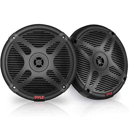 Pyle 6.5 Inch Bluetooth Marine Speakers - 2-way IP-X4 Waterproof and Weather Resistant Outdoor Audio Dual Stereo Sound System with 600 Watt Power and Low Profile Design - 1 Pair - PLMRBT65B (Black)