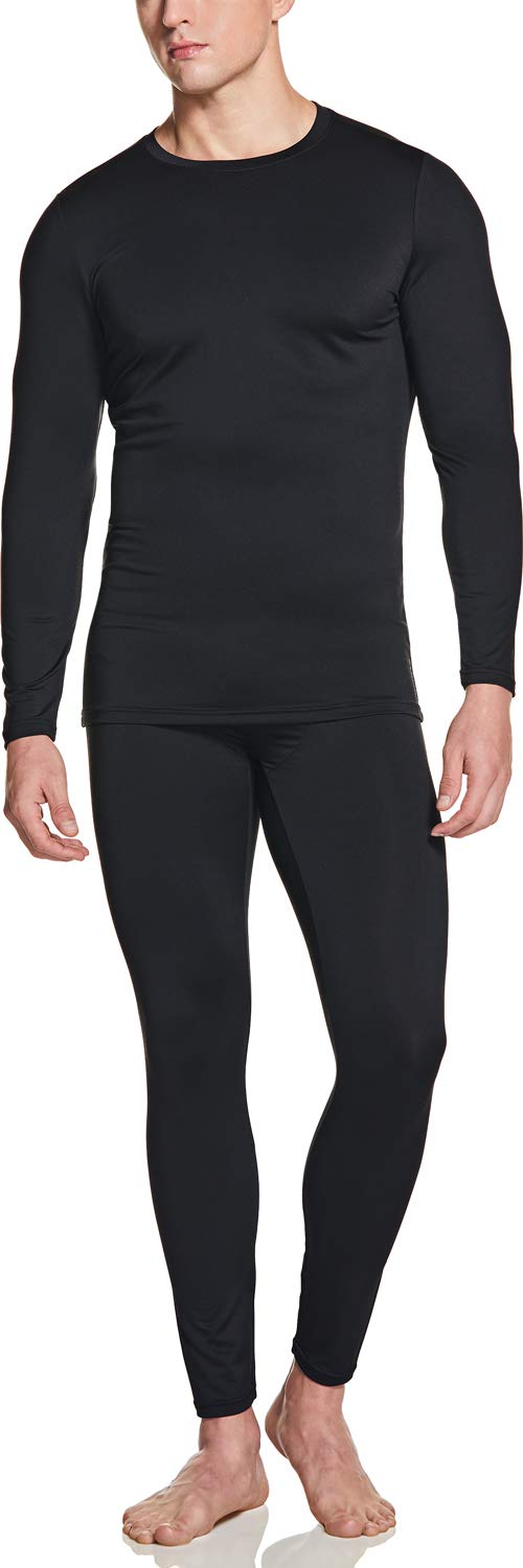 ATHLIO Men's Thermal Underwear Set, Winter Hunting Gear Comfort Fit Long Johns, Base Layer Top & Bottom for Cold Weather, Comfort Fit Set Black, Large