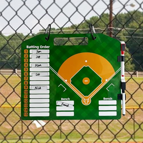 Hlimior Magnetic Baseball Coach Clipboard Kits, Upgrade Double-Sided erasable Sturdy Baseball Command Boards with Bag and 30 Lineup Cards,Advanced Tactical Coach Baseball Magnetic Board (Blue)