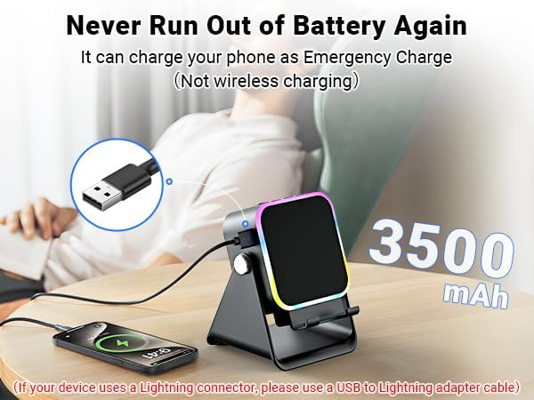 Induction Speaker - 5-in-1 Wireless Bluetooth Audio with Phone Stand & Colorful Light | Rechargeable for iPhone & Android (Black)