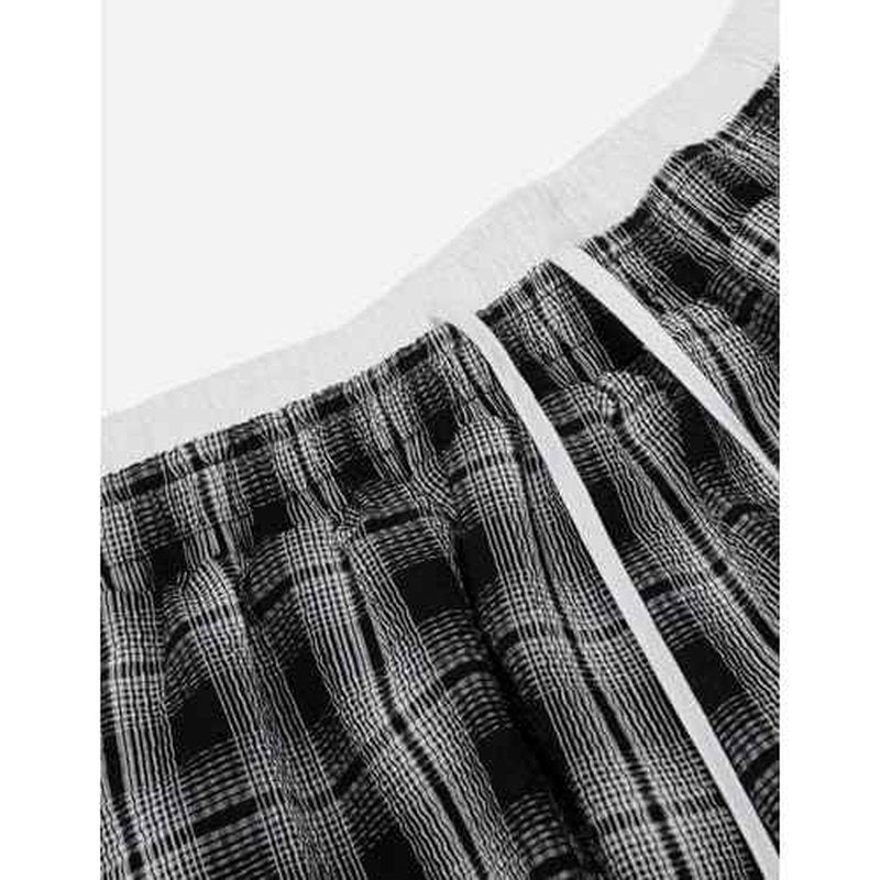 Aelfric Eden Plaid Baggy Sweatpants Women Double Waist Streetwear Y2K Unisex Casual Wide Leg Elastic Waist Trousers Pants