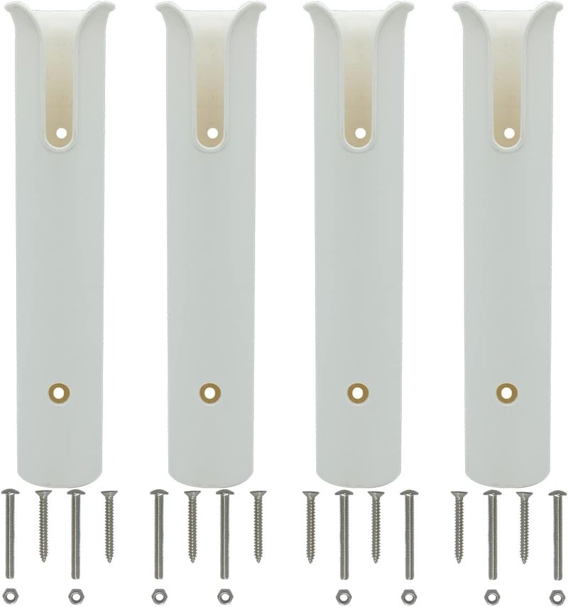 Fishing Rod Holder Rack - Wall Mounted 4-Tube Storage System | White Color
