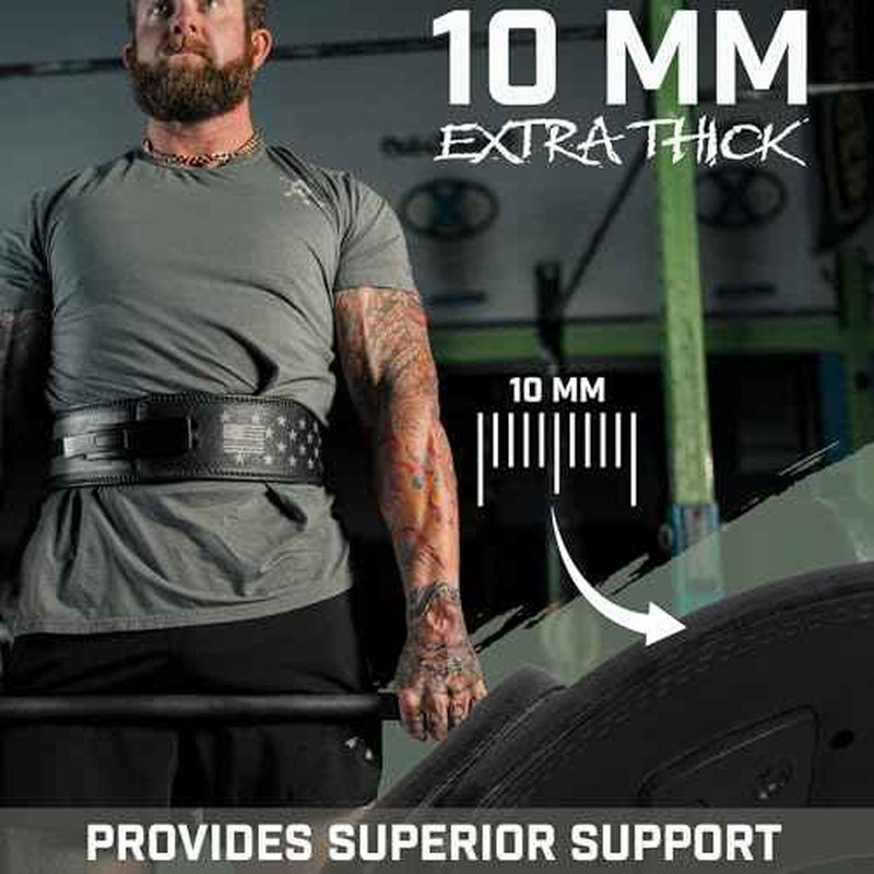 Weight Lifting Belt - Lever Gym Belt for Weightlifting, 10mm Leather Weight Belt for Men - 4 Inches Wide for Support & Stability for Workouts, Powerlifting, Bodybuilding, Fitness & Crossfit