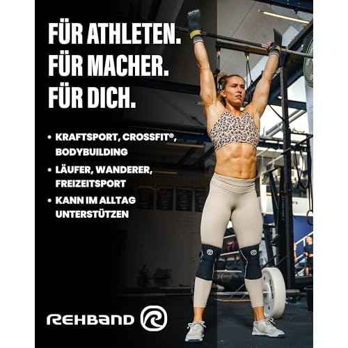 Rehband 5mm Knee Sleeves for Functional Training, Cross-Training & Powerlifting, Weightlifting Knee Support made of Neoprene, Unisex, Colour:White/Black - 1 Pair, Size:X-Small