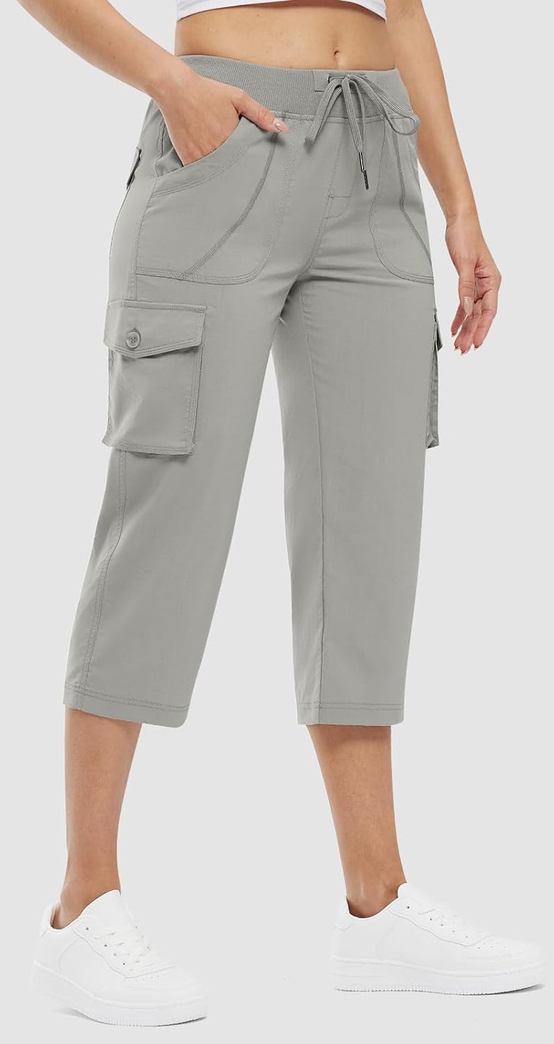Women's Cargo Capris - Lightweight Summer Hiking Pants with 6 Pockets | Casual Cropped Style