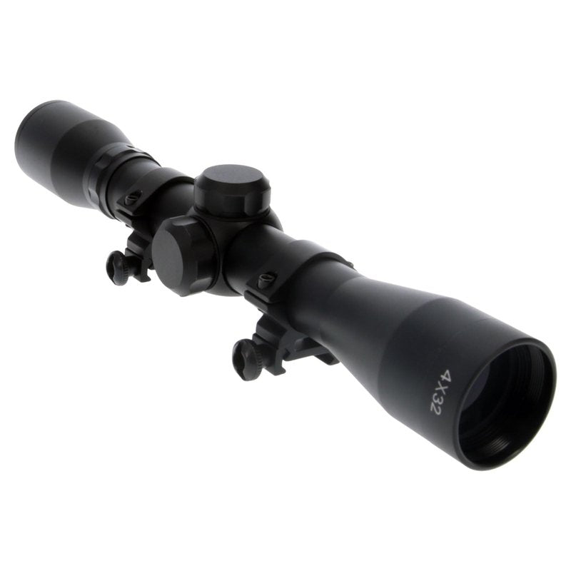 TRUGLO BUCKLINE Tactical Hunting Shooting Durable Waterproof Fogproof 1" Aluminum Tube Riflescope with Weaver-Style Mount Rings & Elastic Lens Covers Included, 4 x 32mm, Duplex Reticle