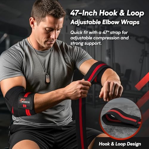 Elbow Wraps for Weightlifting - Adjustable Compression Straps for Joint Support | 1 Pair, Elbow Sleeves for Men & Women