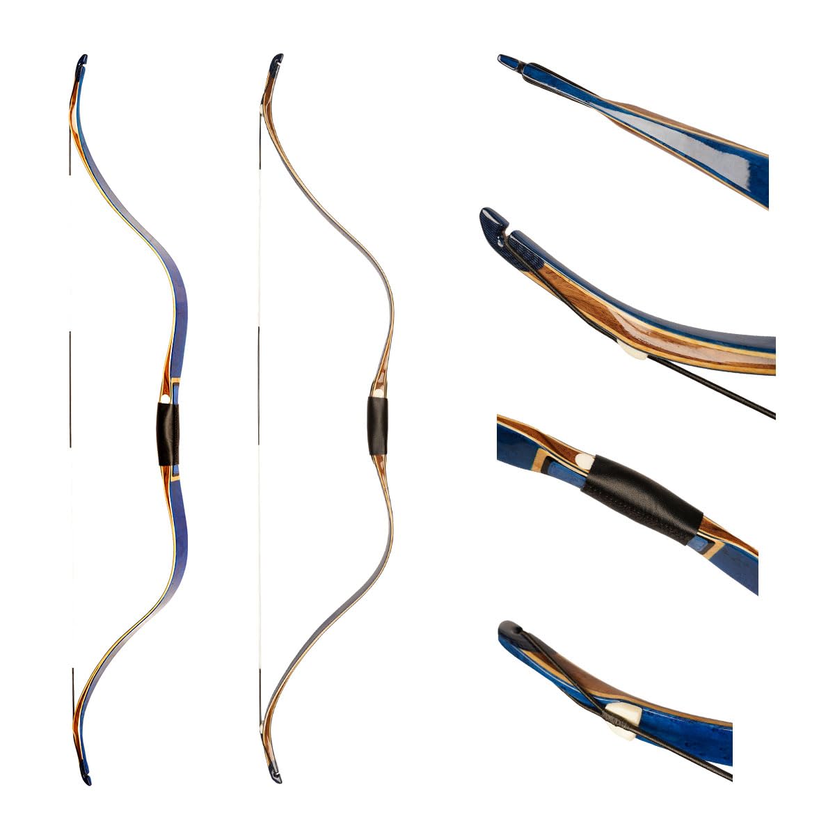 AF Archery Tatar Recurve Bow, 54" Traditional Laminated Horse Bow for Mounted Archery and Precision Shooting Longbow Left Right Hand (Blue Birds Eye, 30lbs)