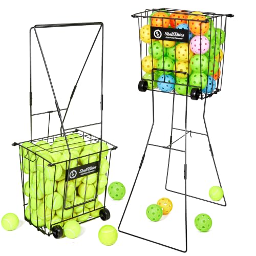 ShelfElites Large Portable Tennis Ball Hopper with Handle - Ball Collector & Storage for Court, Practice & Training