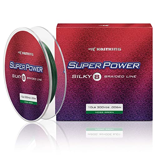 KastKing Superpower Silky8 Braided Fishing Line, Moss Green, 8 Strand, 6LB, 150Yds