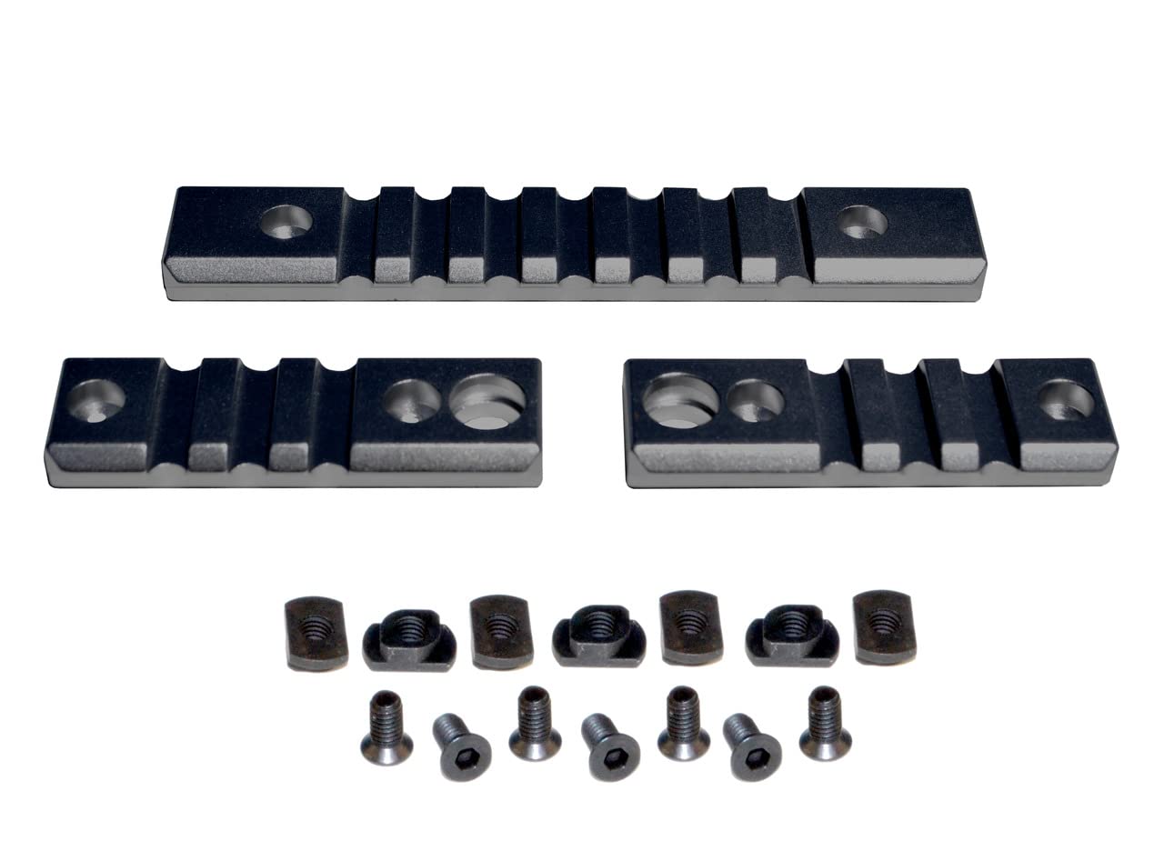 PRESMA 3 Piece Single Picatinny Rail Section Kit M-LOK Style Slots, Black