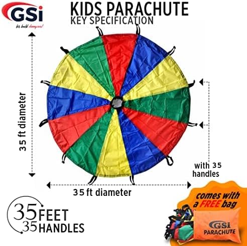 Kids Rainbow Parachute Toy - 35 Feet Play Tent for Gymnastics & Outdoor Activities