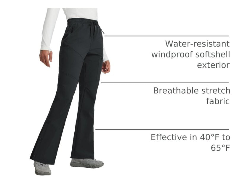 baleaf Women's Snow Ski Pants Waterproof Fleece Lined Pockets Hiking Thermal Warm Insulated Softshell Black M