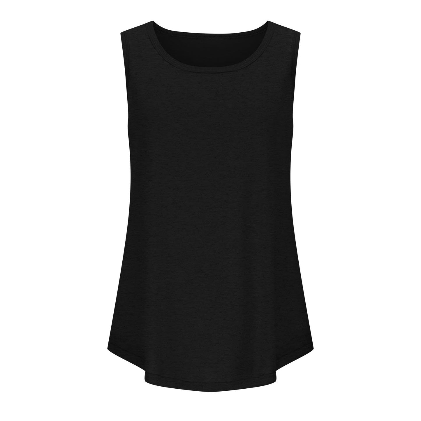 Borniu Womens Tank Tops Summer Loose Sleeveless Tops Scoop Neck Curved Hem Casual Flowy Shirt 2024 Outfits Clothes Black