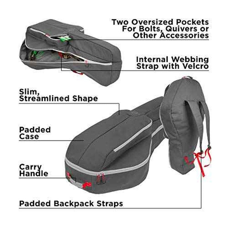 Allen Company Titan Krait Crossbow Case - Soft-Shell Design - Fits Scoped Narrow Limb Crossbows - Oversized Pockets for Bolts, Quivers, and More - Gray/Red - 37" x 19.5"