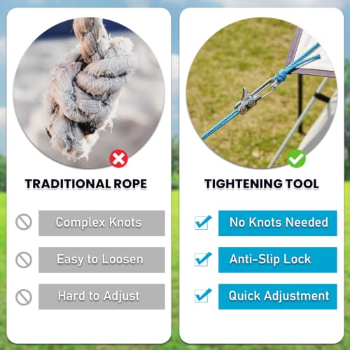 K-Gor 6 Pack Rope Tensioners for Camping Tent Guy Lines, Knot-Free Adjustable Buckles
