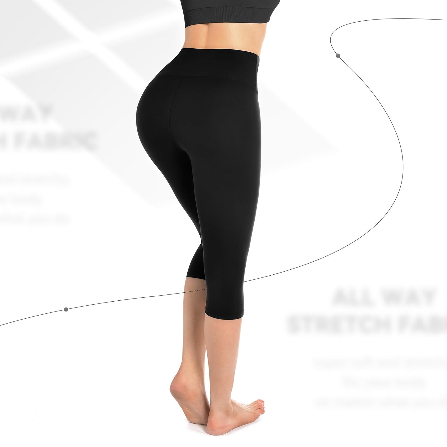 Walifrey Capri Leggings for Women, Buttery Soft High Waisted Leggings for Gym Yoga Workout (Black LXL)