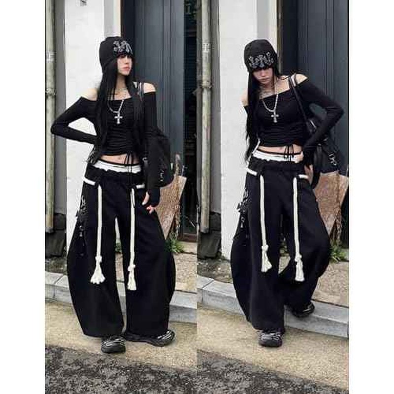 Aelfric Eden Super Baggy Barrel Sweatpants Womens Double Waist Wide Leg Sweatpants Casual Pants Trousers
