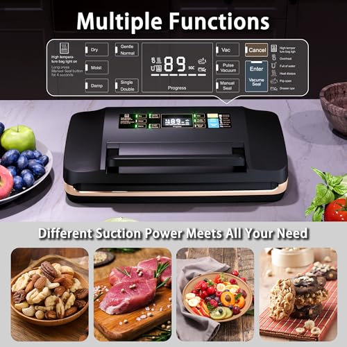 Vacuum Sealer Machine, 95Kpa Food Vacuum Sealer with Double Heat Seal