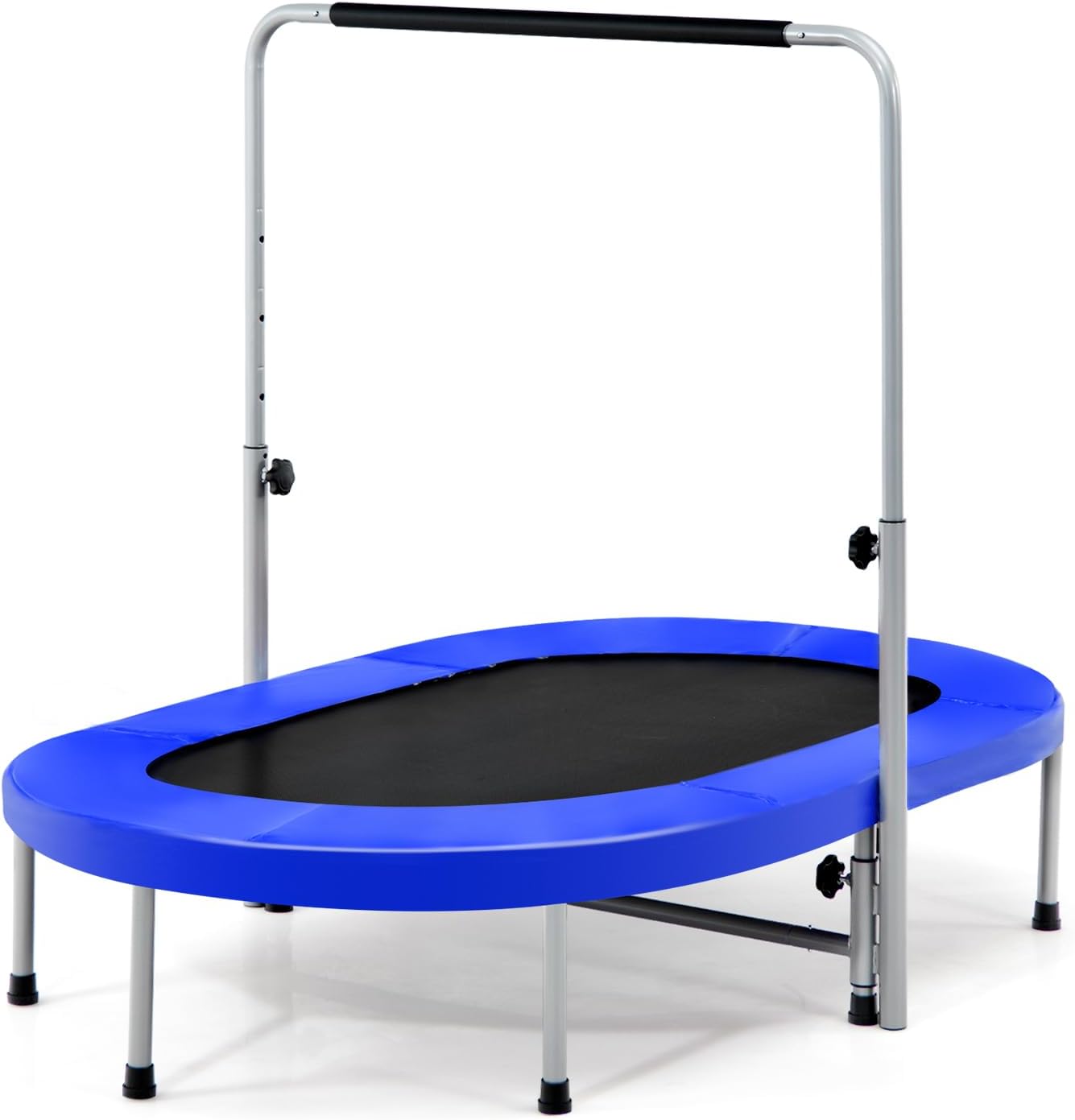 Rebounder Trampoline for Adults - 60” Foldable Mini Indoor Fitness Trampoline with Adjustable Handle & Non-Slip Pads | Max Load 330lbs