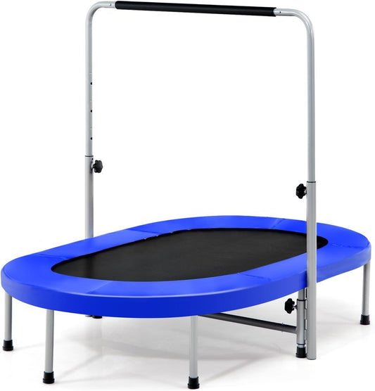 Rebounder Trampoline for Adults - 60” Foldable Mini Indoor Fitness Trampoline with Adjustable Handle & Non-Slip Pads | Max Load 330lbs