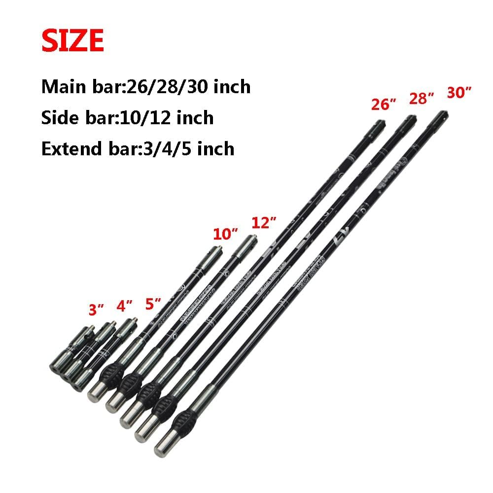 AMEYXGS Balance Bar Stabilizer 3/4/5/10/12/26/28/30 inch Carbon Fiber Bow Stabilizer Extension Pole Rod Bow Stabilizer Weight Silencer Damping for Recurve Bow and Compound Bow (Gray, 10 inch)