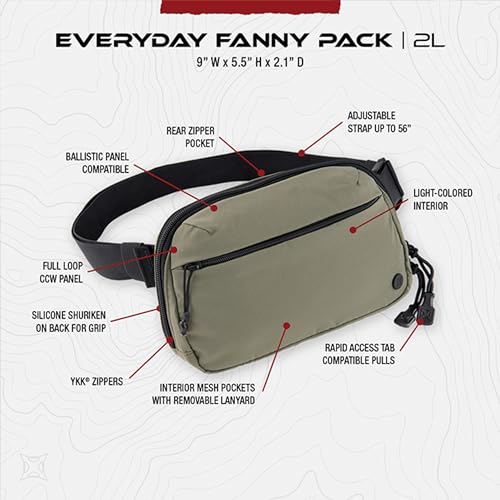 Vertx Everyday Fanny Pack, 2L Tactical Crossbody, Concealed Carry Bag for Women and Men, CCW, EDC, Travel, Work, Outdoor, Lena Collection, Lena Miculek, Mountain Sage