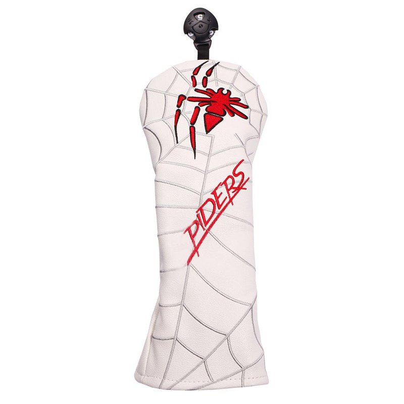 PU Leather Spider Embroidery Golf Club Head Covers for Taylormad Driver Fairway Woods Hybird (White Fairway Cover)