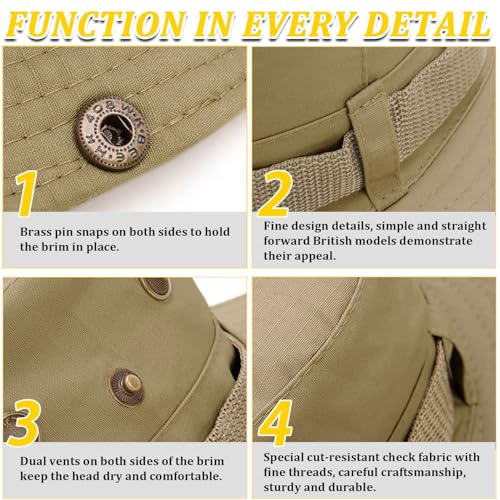 Fishing Hat, Wide Brim Breathable Boonie Hat UV Protection Safari Hiking Bucket Hat Beach Summer Cap
