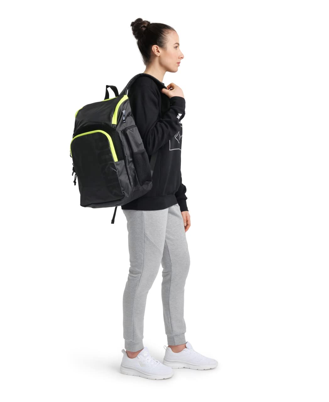 ARENA Spiky III Backpack 35 Unisex Travel Sports Gym Backpack for Men and Women, Training Gear Equipment Bag for Swimmers, 35 Liters, Dark Smoke/Neon Yellow