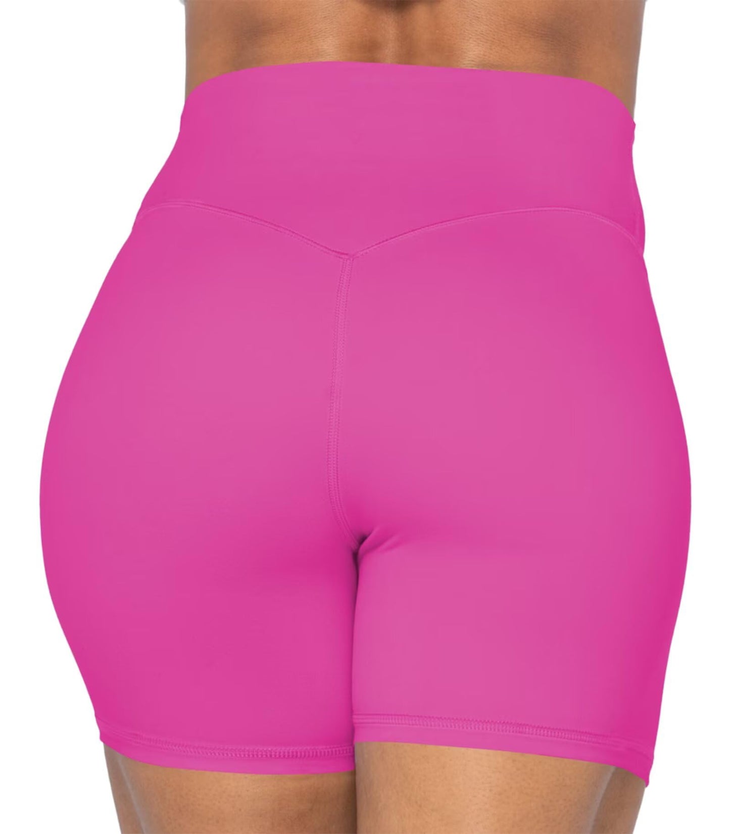 Sunzel Women's Biker Shorts in High Waist Tummy Control with No Front Seam 5" Hot Pink X-Small