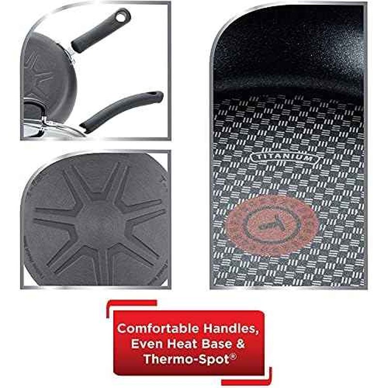 T-fal Ultimate Hard Anodized Nonstick Fry Pan Set 2 Piece, 8, 10 Inch, Oven Broiler Safe 400F, Kitchen, Cookware, Pots and Pans Set Non Stick, Frying Pans, Dishwasher Safe, Black