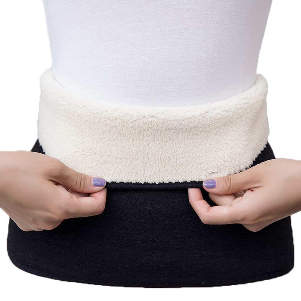 Thermal Fleece Lining Abdomen Back Warmer Belt Men Women Winter Dance Yoga Waistband Elastic Waist Binder Lumbar Support Belt Rheumatic Back Pain Brace Abdominal Stomach Kidney Warmer Protector Band