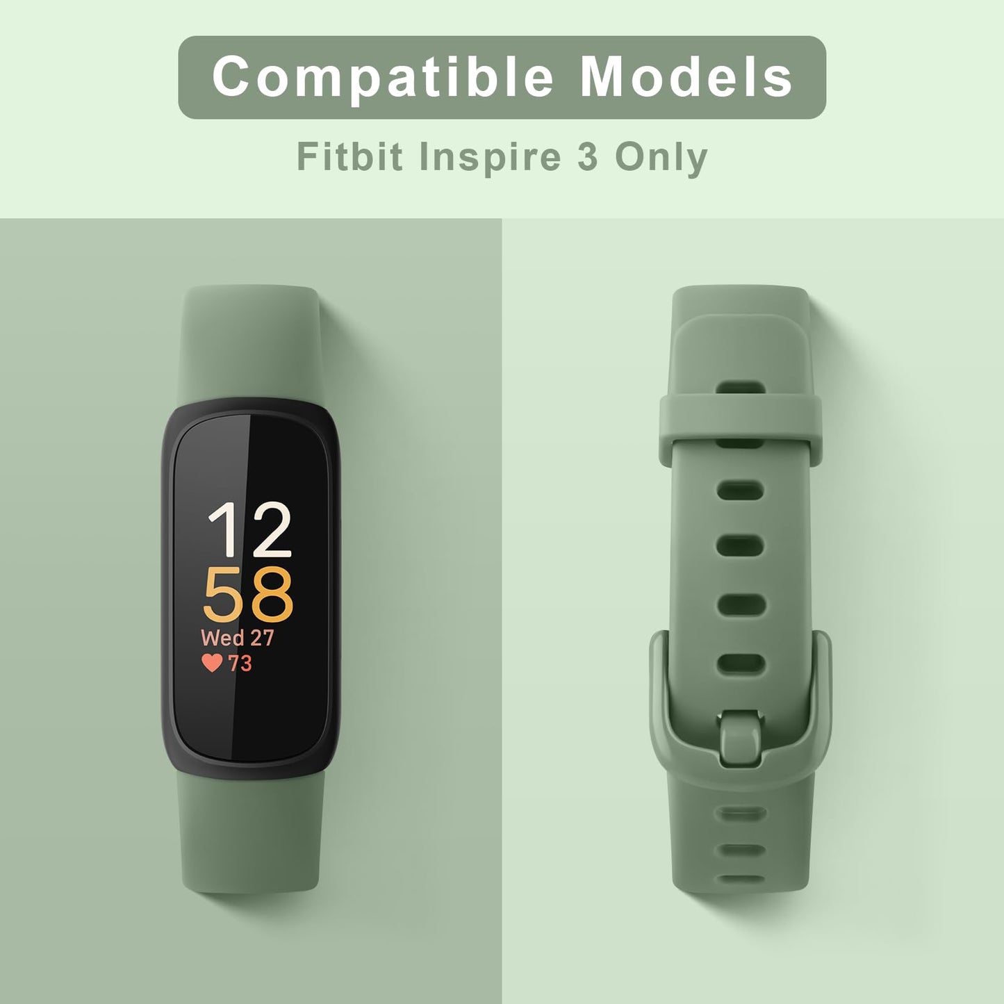 Vancle 4 Pack Bands Compatible with Fitbit Inspire 3 Bands for Women Men, Sport Silicone Adjustable Replacement Straps for Fitbit Inspire 3 Fitness Tracke (Black/Navy Blue/Pine Green/Starlight)