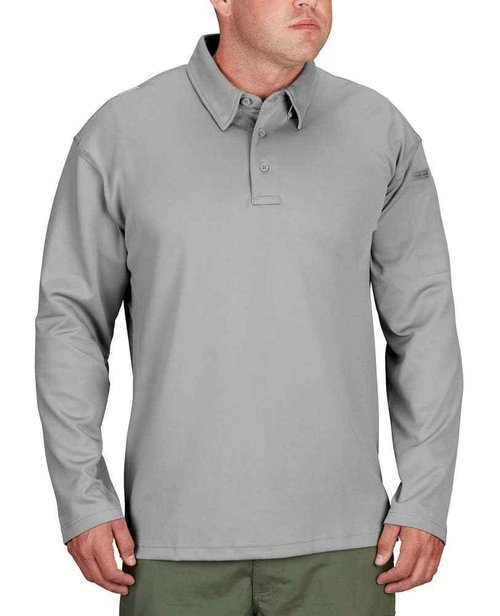 Propper I.C.E Men's Long Sleeve Performance Polo Shirt, Grey, Large