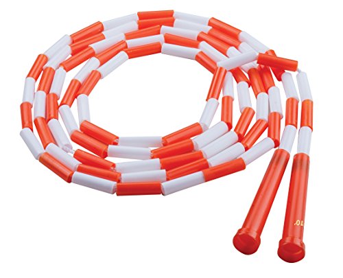 Champion Sports Classic Plastic Segmented Beaded Jump Ropes - Phys. Ed, Gym, Fitness and Recreational Use, 10'L, Orange/White