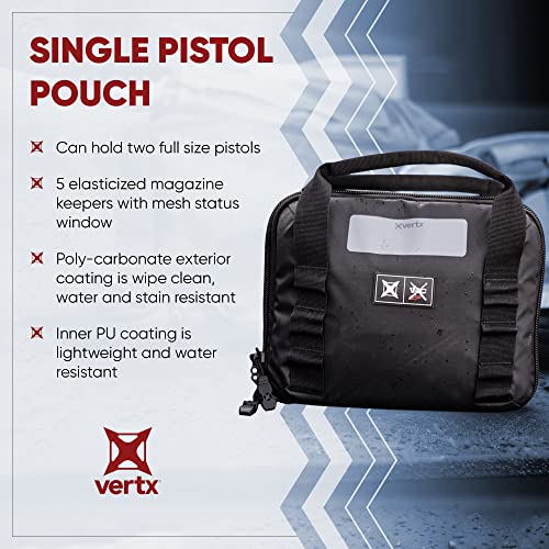 Vertx VTAC Pistol Case, Soft Gun Pouch Bag and Mag Holder, Ammo Tactical Gear Travel Accessories, Black