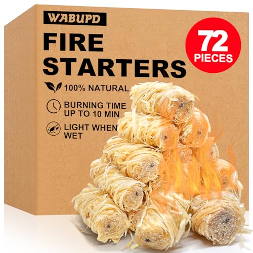 72 Pcs Fire Starter - Natural Fire Starters for Fireplace, Pellet Stove, Campfires, BBQ, Pizza Oven, Camping, Fire Pit &Chimney, Smoker, Fire Starters for Grill, Charcoal Starter