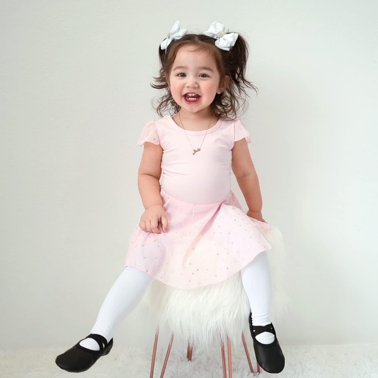 Stelle Girls' Ultra Soft Pro Dance Tight/Ballet Footed Tight(Toddler/Little Kid/Big Kid),BK+WT,S