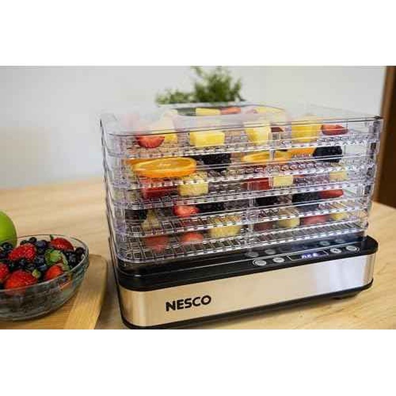 NESCO FD-5TC Snackmaster Food Dehydrator ? 5 BPA-Free Trays, Adjustable Temp Control, Compact Design for Jerky, Fruit, Herbs, Pet Treats, 420W
