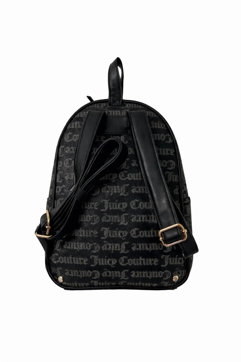 Juicy Couture Women’s Gothic Dots Backpack with Front Pocket & Pullout Pouch, Gold-Tone Logo Hardware (Black/Taupe)