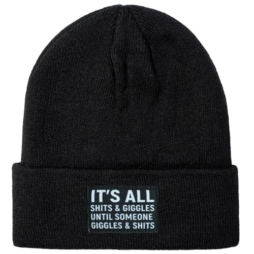 Funny Beanies Warm Knit Hats Fall Winter Black Hip Pop Knit Hat Cap for Women Men