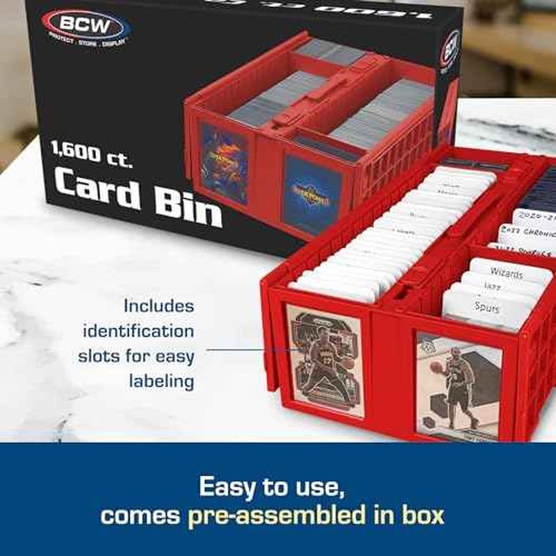 BCW Collectible Card Bin ? (2-Pack, Red) | Holds up to 1600 Cards | Plastic Storage Box for Pok?mon, MTG & Sports Cards