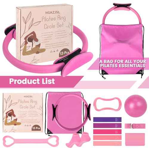 Home Pilates Essentials Kit for Women,Pilates Equipment Set with 9 Inch Yoga Ball,Figure 8 Resistance Band,Pilates Bands & Accessories,Pilates Ring and Ball Set for Beginners Home Workouts