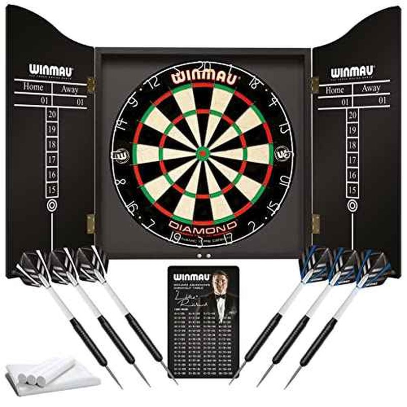 WINMAU Diamond Plus Dart Board Range - Diamond Plus Dartboard, Surround Sets and Cabinet Sets with Darts and Accessories