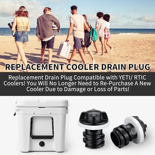 Cooler Plug for YETI, 2 Pack Cooler Drain Plug Compatible with YETI & RTIC Coolers Leak-Proof Plug Replacement for YETI Tundra Roadie Tank Coolers and RTIC Coolers