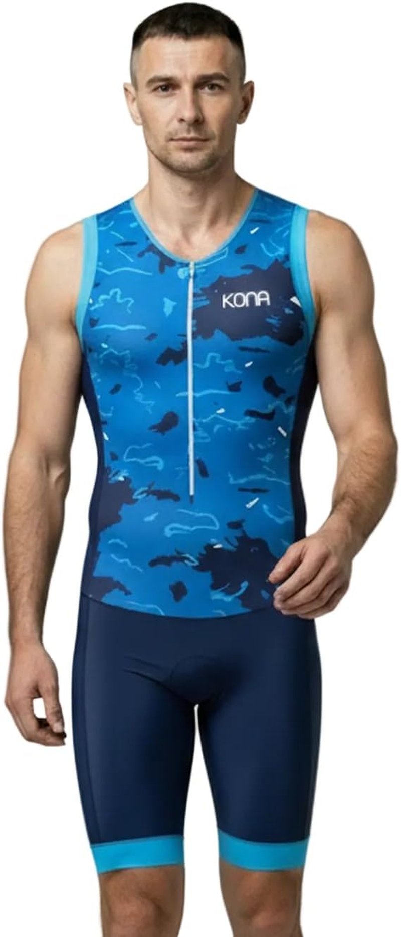 KONA Men's Triathlon Race Suit - Sleeveless Padded Skinsuit for Swim, Bike, Run | Performance Fit